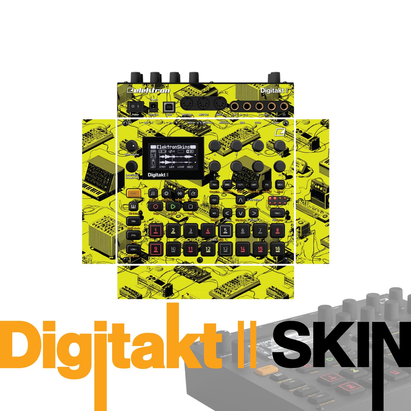 Toxic Yellowrush vinyl skin for Elektron Digitakt II