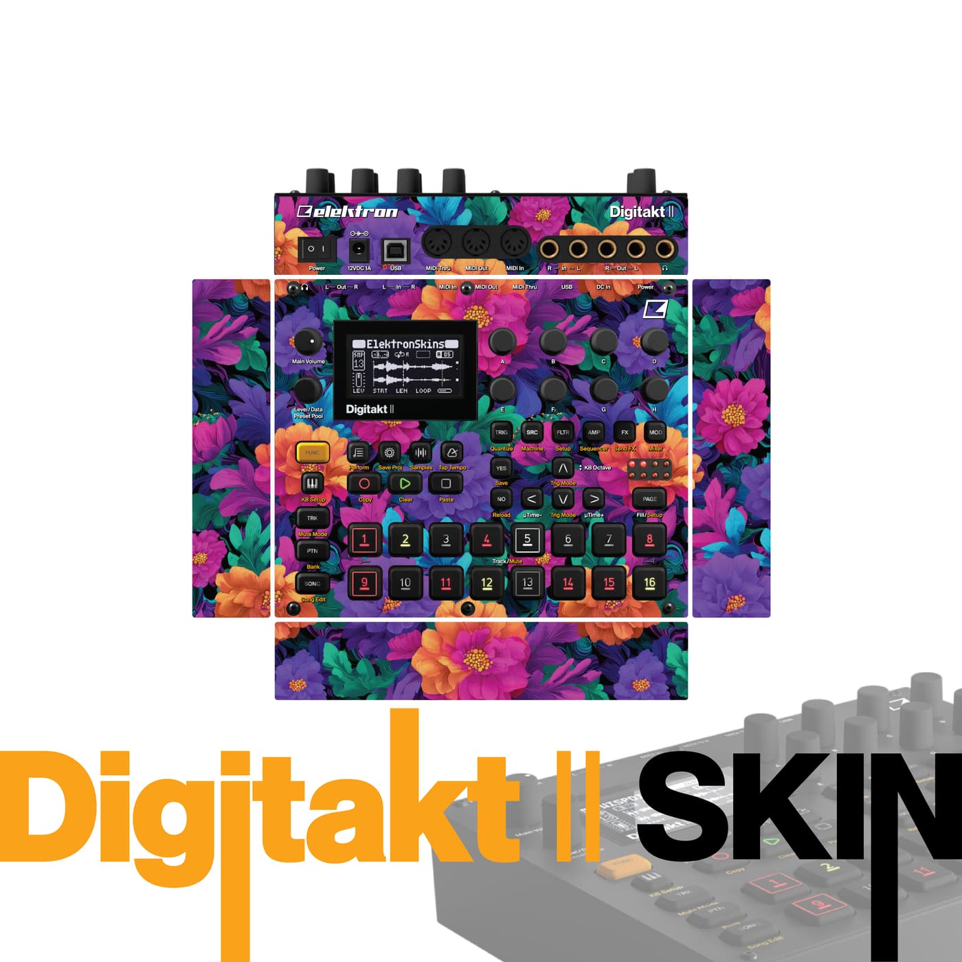 Tropical Velvet Bloom vinyl skin for Elektron Digitakt II