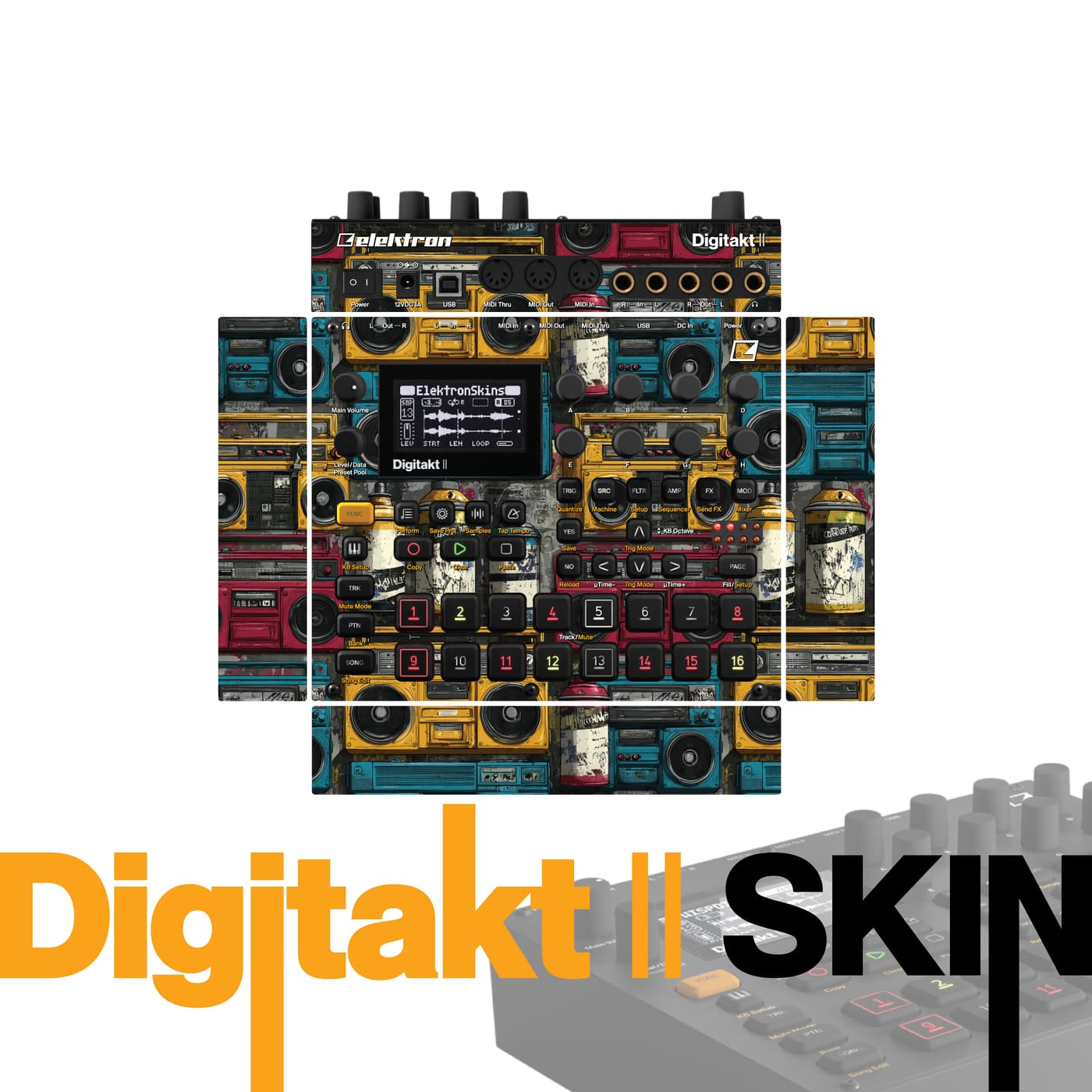 Vintage Tape Stack vinyl skin for Elektron Digitakt II