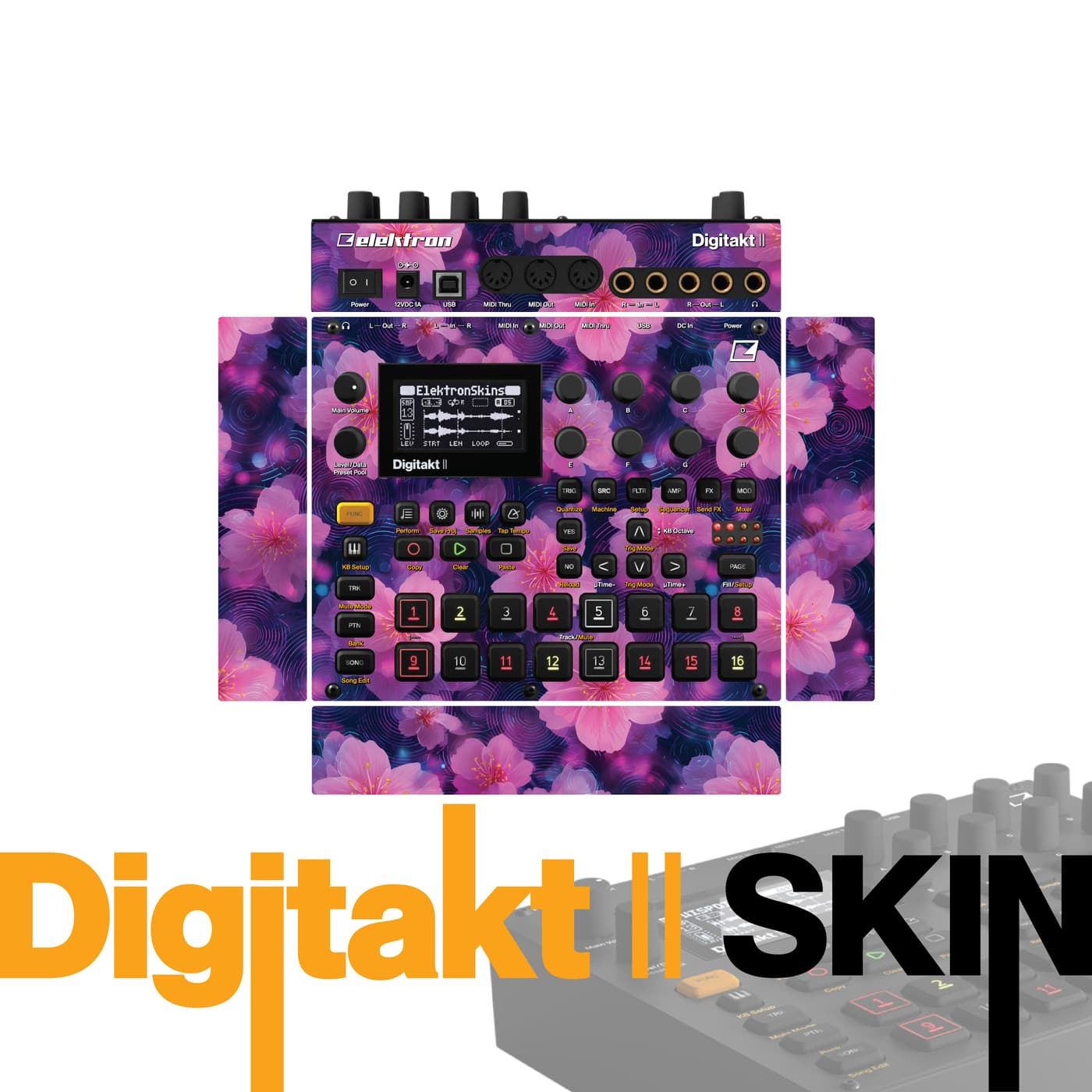 Violet Sakura Echo vinyl skin for Elektron Digitakt II
